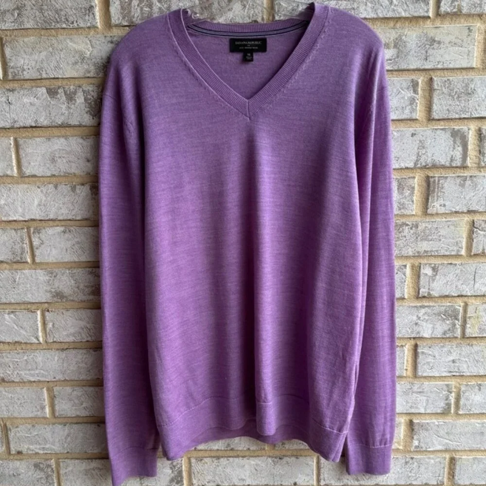 Banana Republic Men's V-Neck Sweater in Lavender Purple